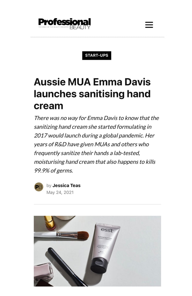 PROFESSIONAL BEAUTY Aussie MUA Emma Davis launches sanitising hand cream